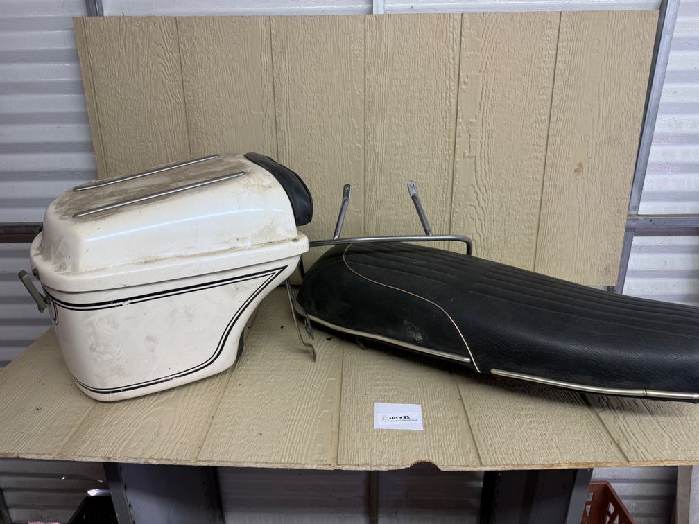 Vintage Motorcycle Seat and Saddlebag Set