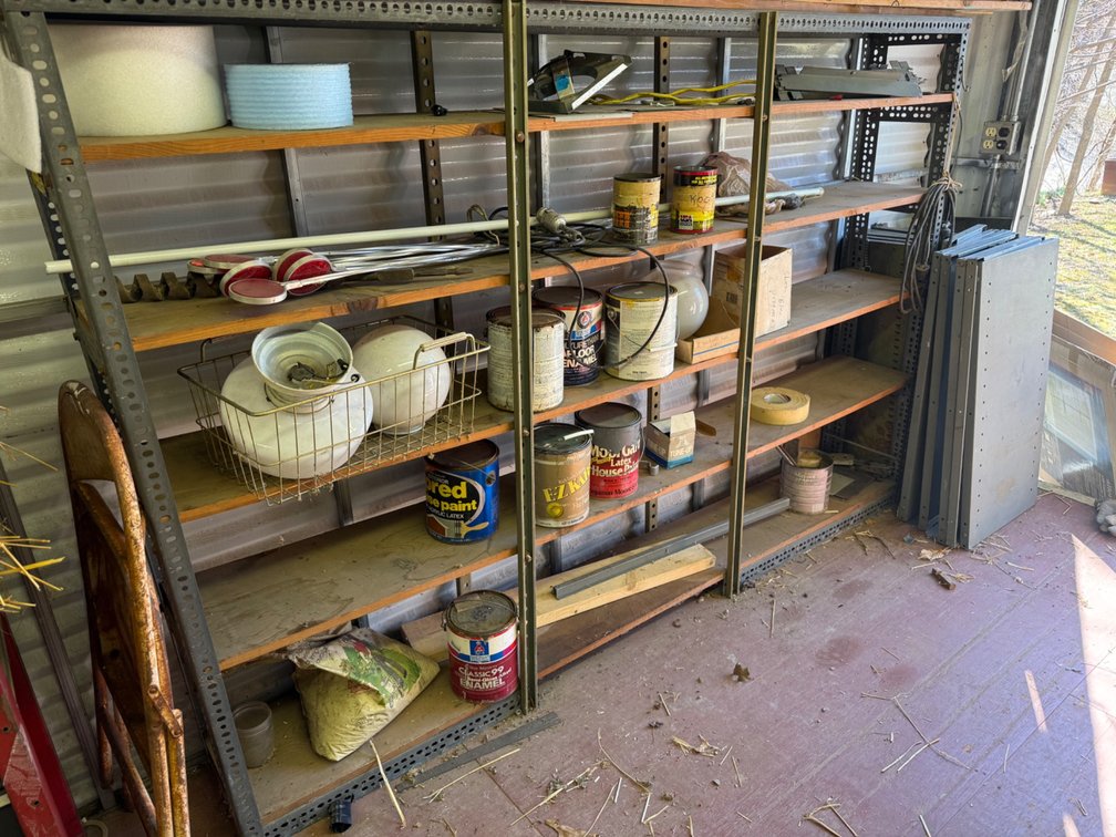 Metal Shelving Unit With Contents