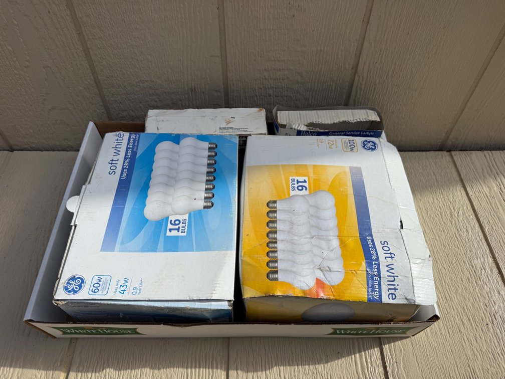 Boxes of GE Soft White Light Bulbs 