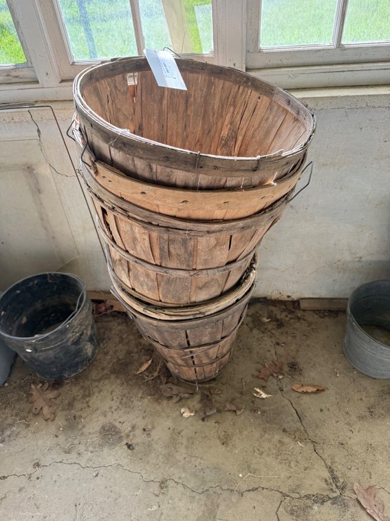 Stack of Four Wooden Harvest Baskets