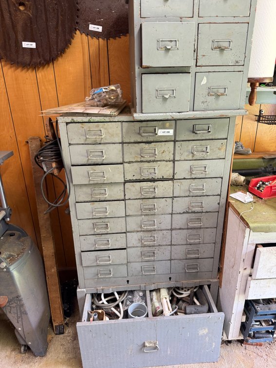Metal Storage Cabinet with Contents
