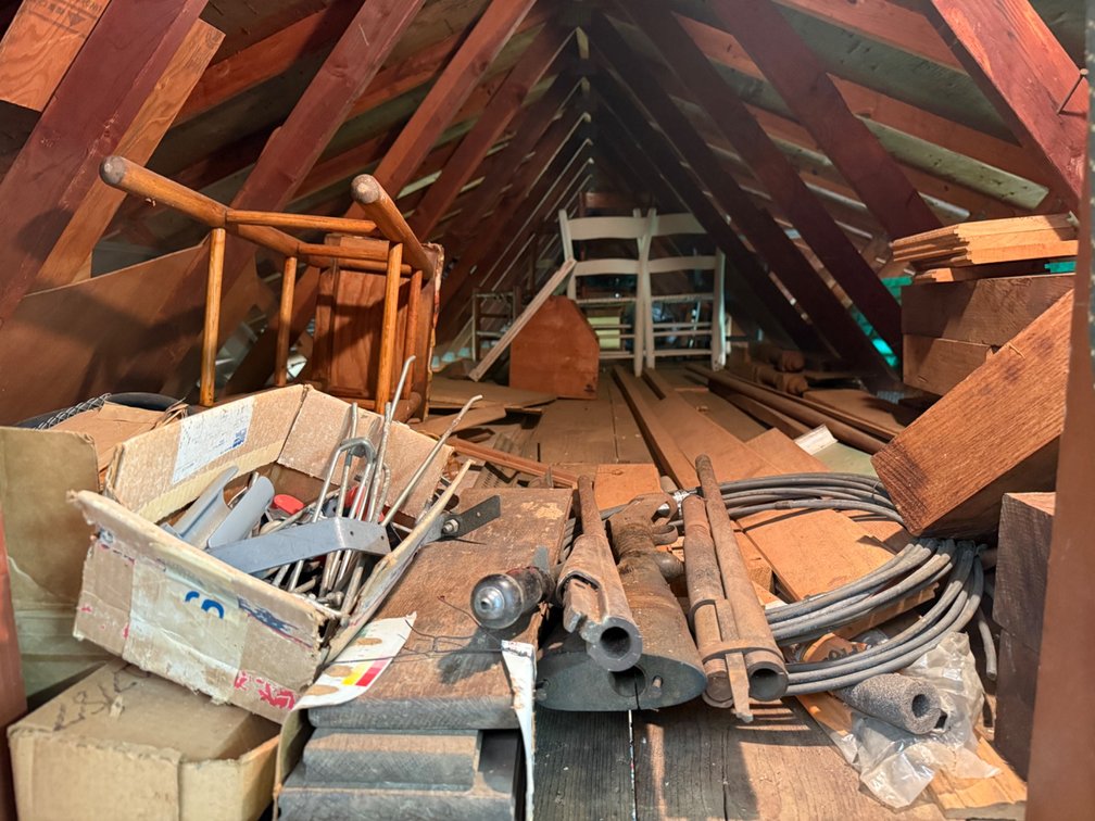 Attic-Stored Wood, Metal, and Furniture Items