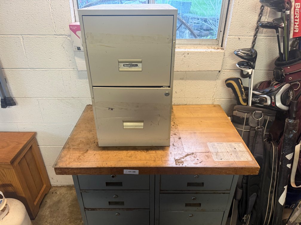 Metal Filing Cabinet Set with Wooden Top