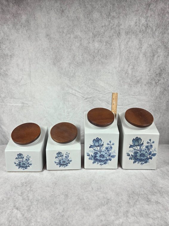 Vintage Set of Four Hyalyn Canisters