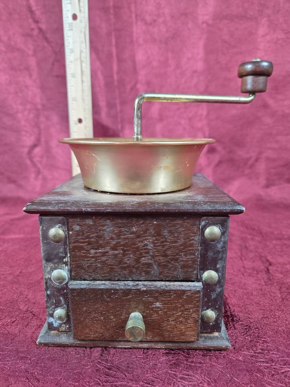 Vintage Manual Coffee Grinder with Brass Elements