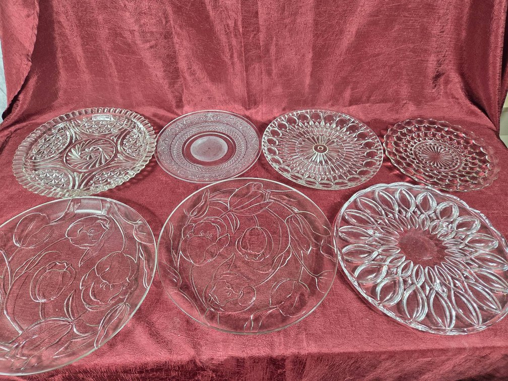 Clear Glass Platters, Varied Designs