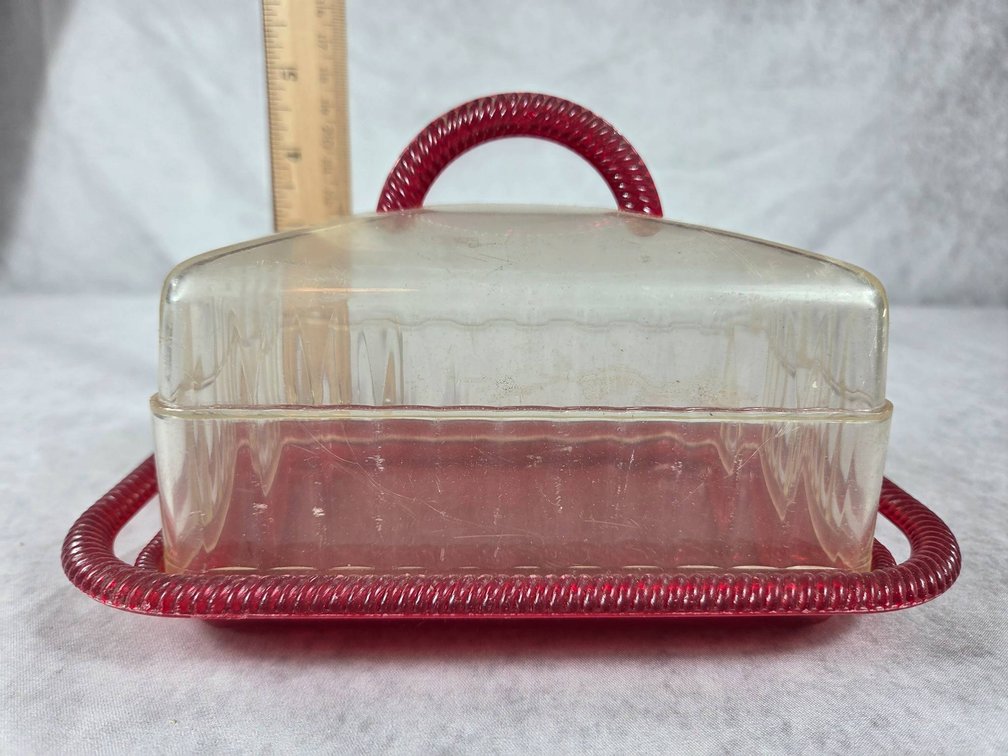 Vintage Plasmetl Butter Dish with Lid