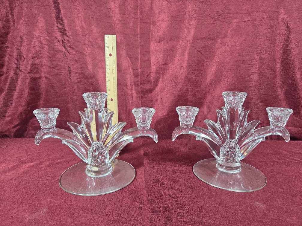 Vintage Heisey Plantation Pineapple Candlesticks