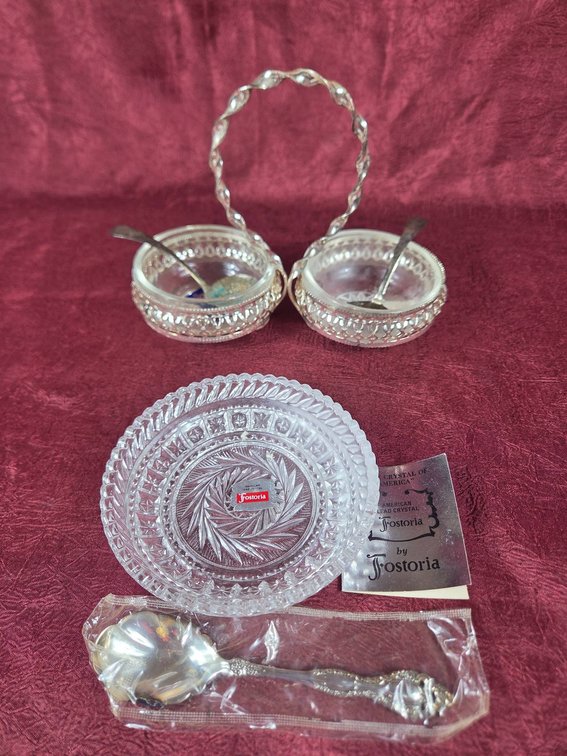 Fostoria Glass Candy Dish and Double Relish Dish