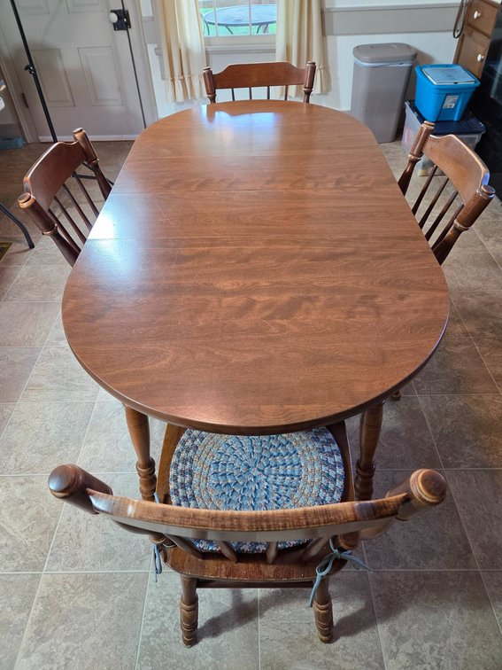 Wooden Dining Table with Four Chairs and Two Leafs