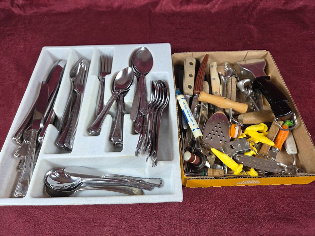 Silverware Set and Assorted Kitchen Tools