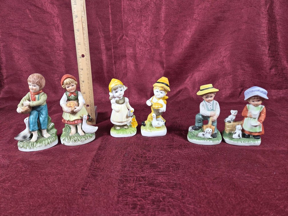 Three Sets of Hand-Painted Figurines