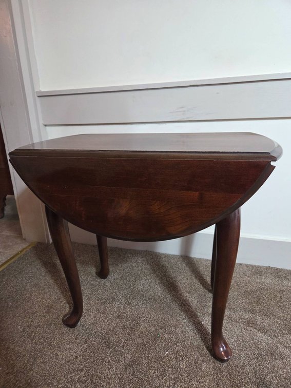 Wooden Drop Leaf Side Table with Cabriole Legs