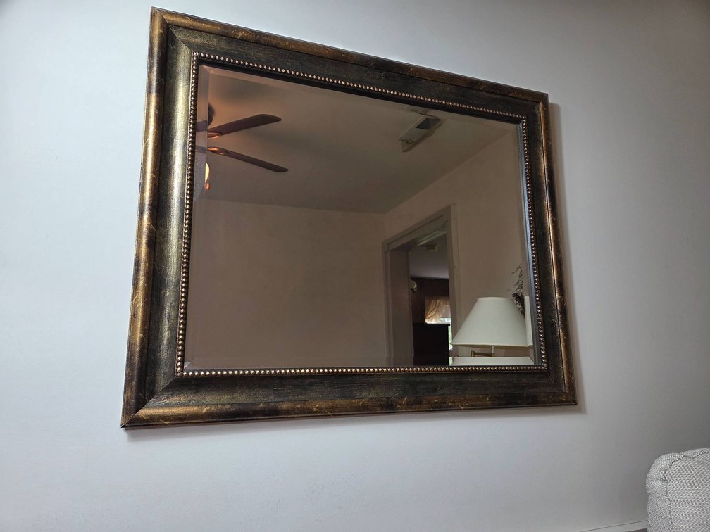 Gold-Tone Framed Mirror, 34x28 Inches