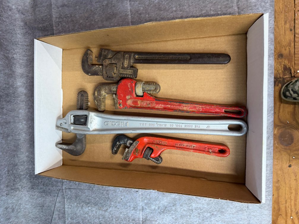 Trimo, Fuller, and Ridgid Pipe Wrenches