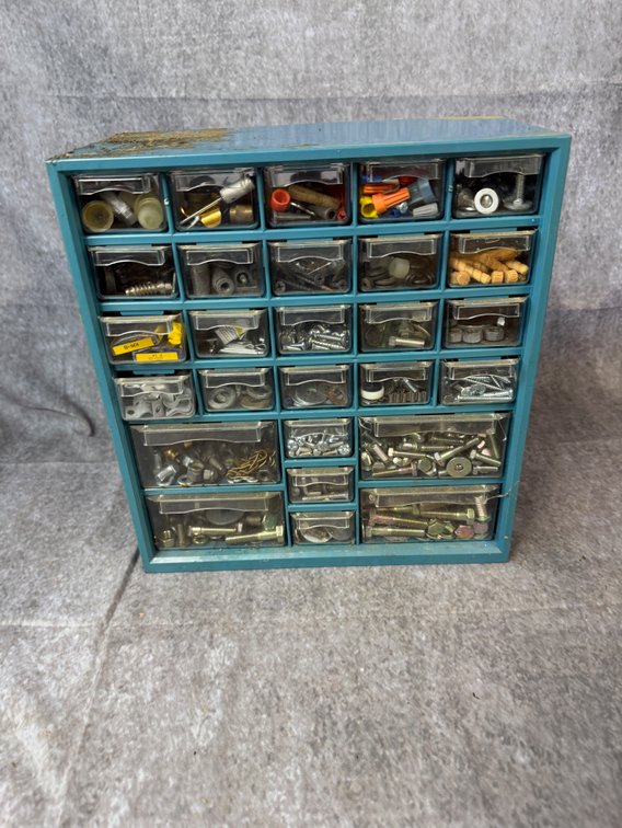 Blue Metal Small Parts Organizer