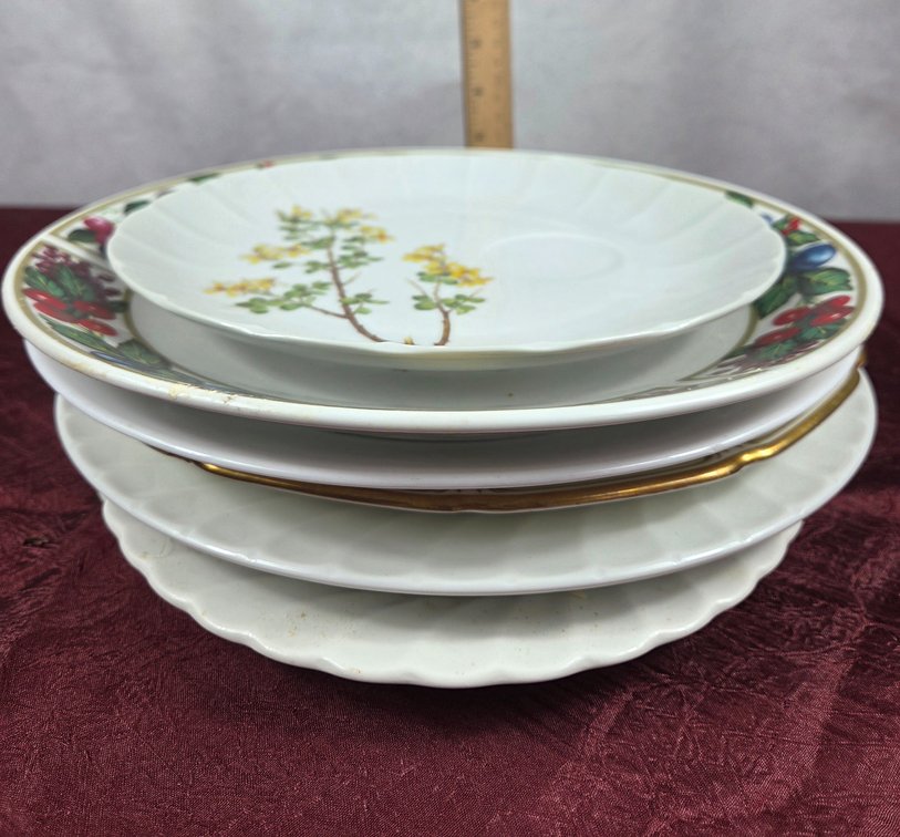 Assorted Ceramic Plates, Wood Cross Section & Grand Pen