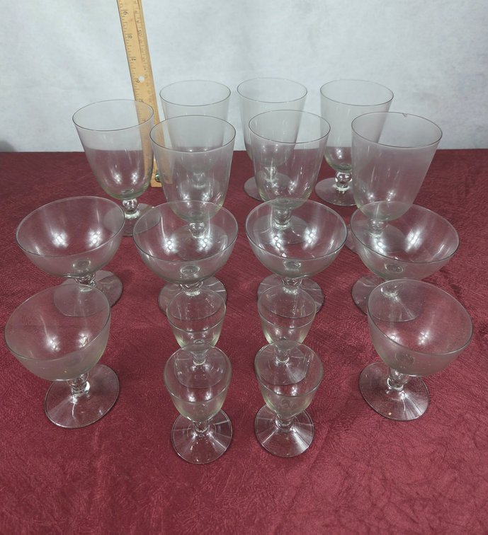 Clear Glass Knobbed Stemware