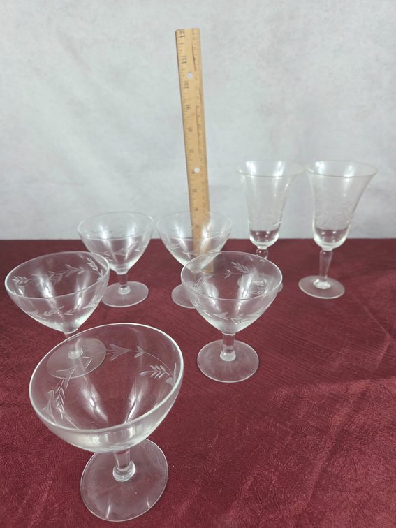Vintage Etched Glass Stemware