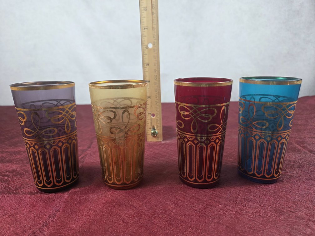 Vintage Moroccan-Style Colored Glass Tea Tumblers