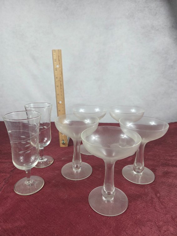Assorted Etched and Frosted Glassware