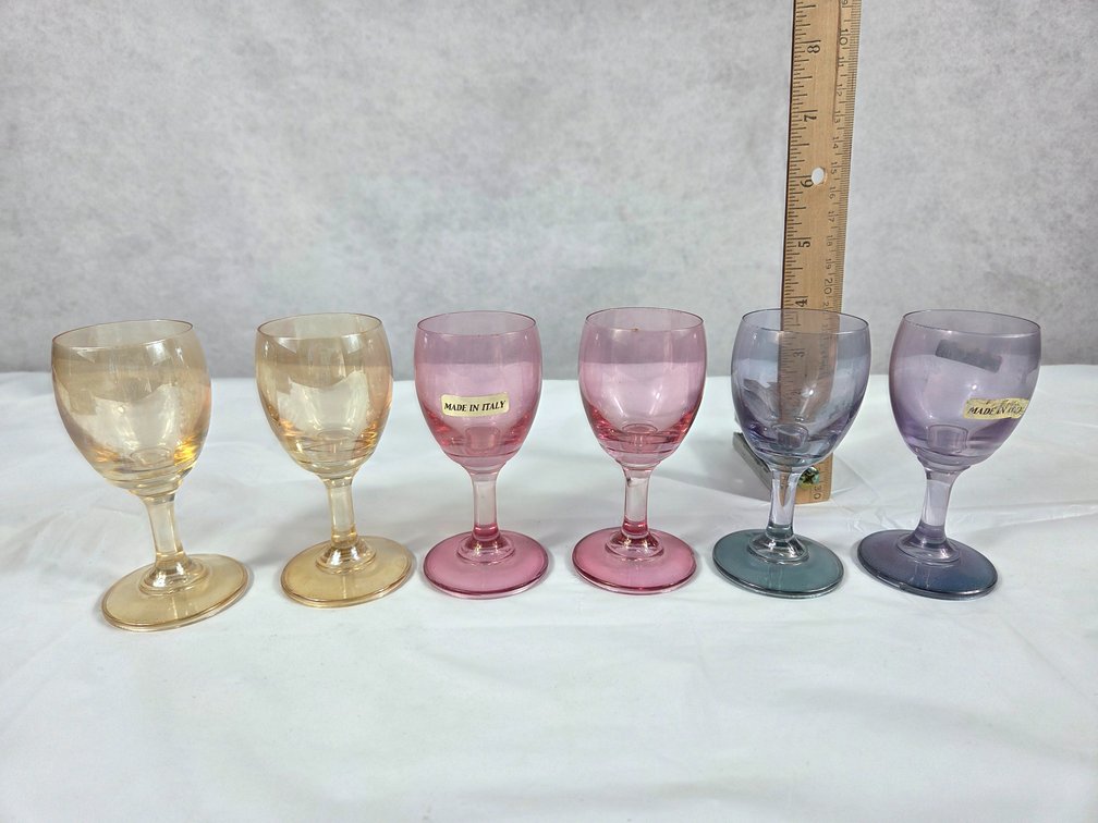 Multi-Colored Italian Stemmed Cordial Glasses