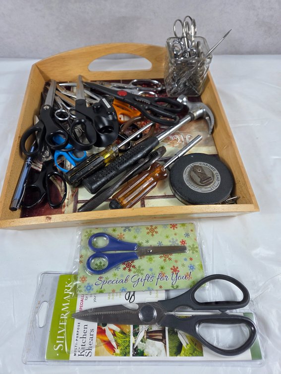 Assorted Hand Tools and Scissors