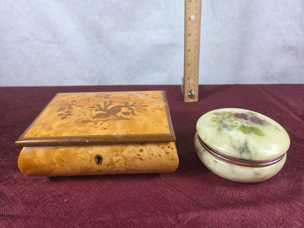 Reuge Musical Box & Alabaster Trinket Box