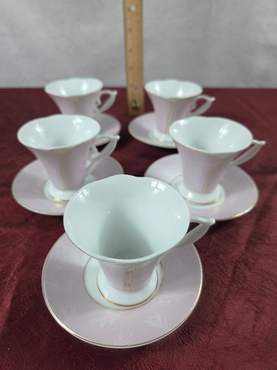 CC&T Pink and Gold Teacup and Saucer Sets