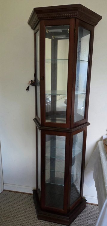 Lighted Wooden Corner Curio Cabinet