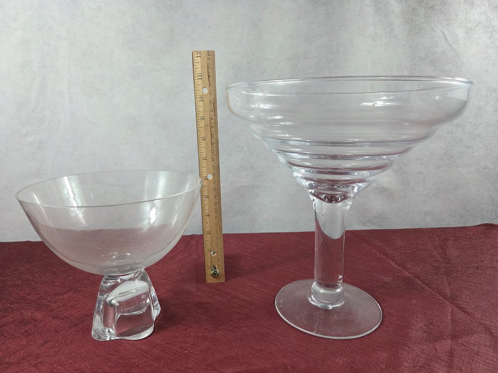 Clear Glass Compote and Oversized Margarita Glass