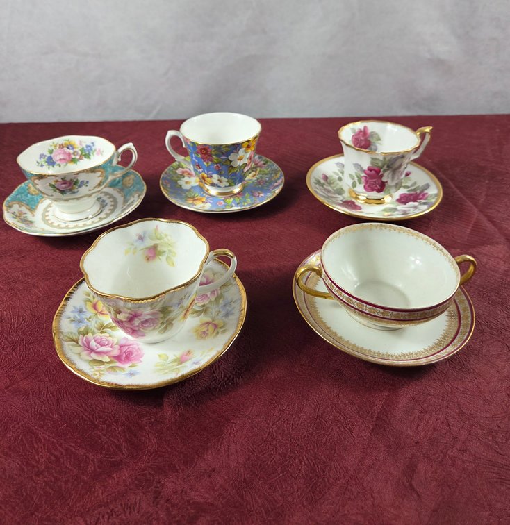 Assorted Floral Bone China Teacup Sets