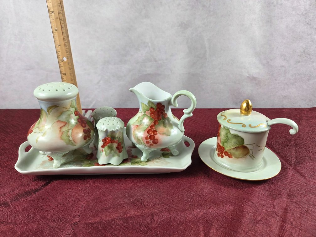 Artist-Signed Hand-Painted Porcelain Tableware Set