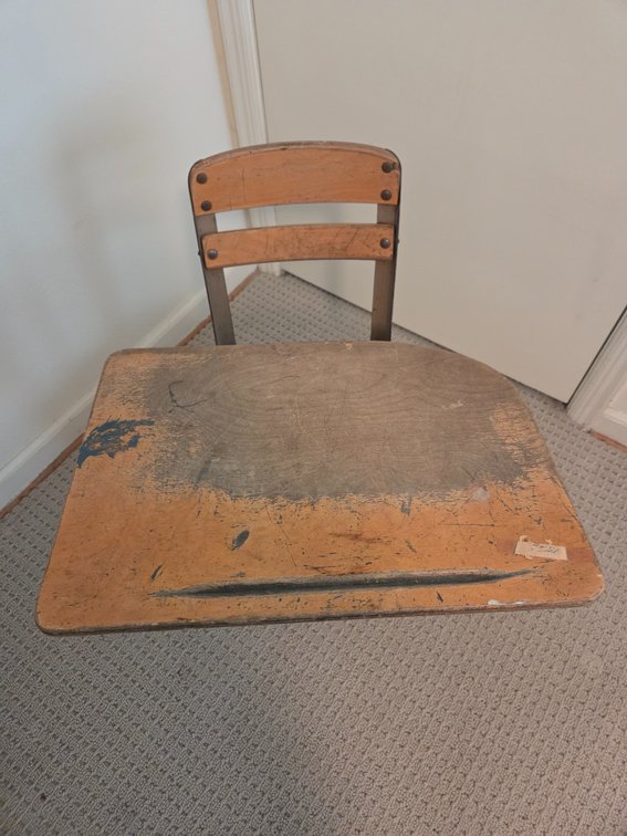 Vintage Wood and Cast Iron School Desk
