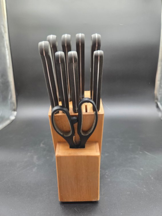 Kitchen Cutlery Set with Shears and Wooden Knife Block
