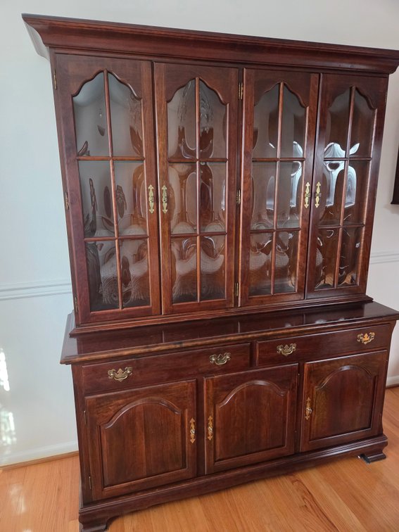 Two-Piece Wood China Cabinet Hutch