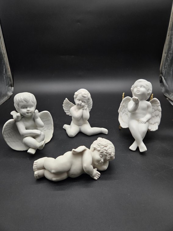 Matte White Bisque Cherub Figurines