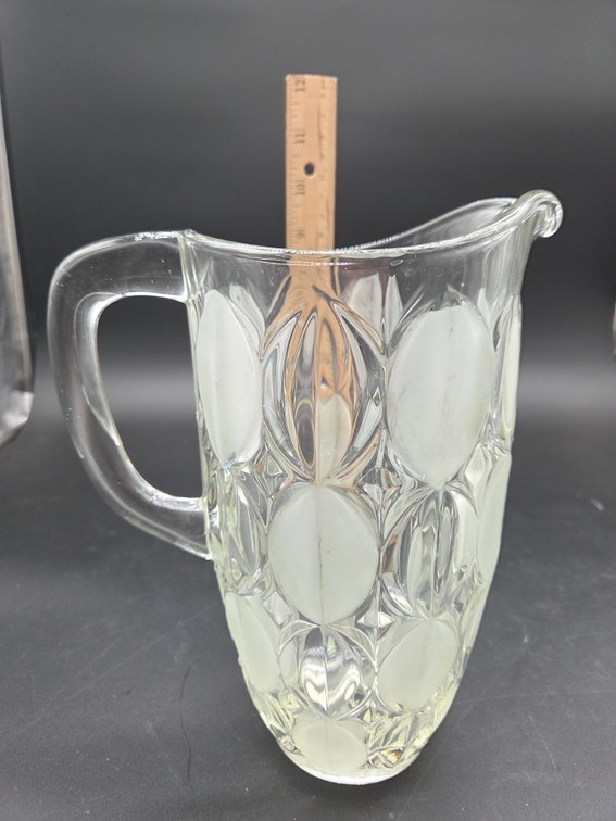Pressed Glass Pitcher with Frosted Oval Medallions