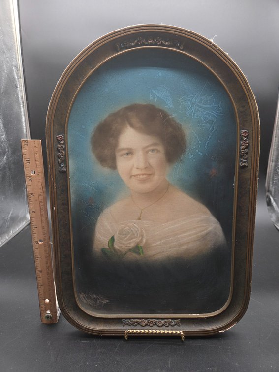 Arched Framed Convex Glass Portrait of a Woman
