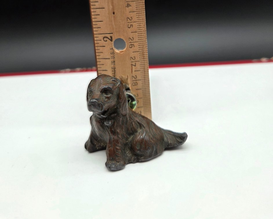 Cast Metal Miniature Seated Dog Figurine