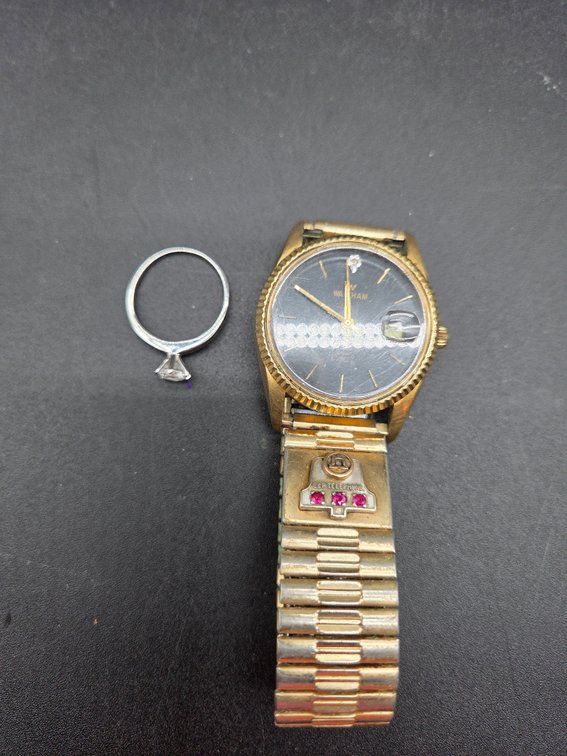 Wristwatch with C&P Telephone Emblem and Solitaire Ring