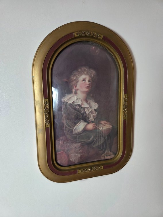 Framed 'Bubbles' Print in Arched Gold-Tone Frame