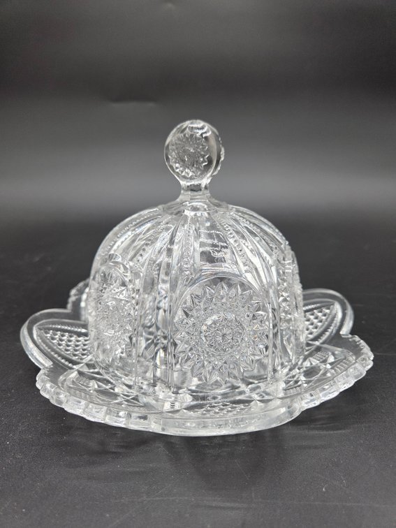 Clear Pressed Glass Covered Butter Dish