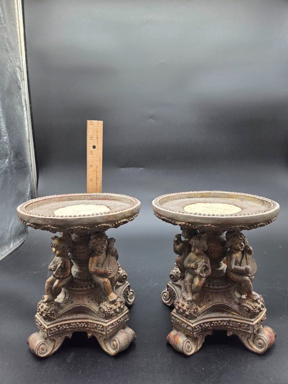 Pair of Musical Cherub Pedestal Candle Holders