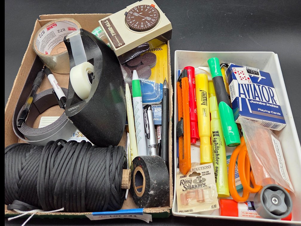 Tape Dispenser, Plug-In Timer, Cord, and Office Supplies
