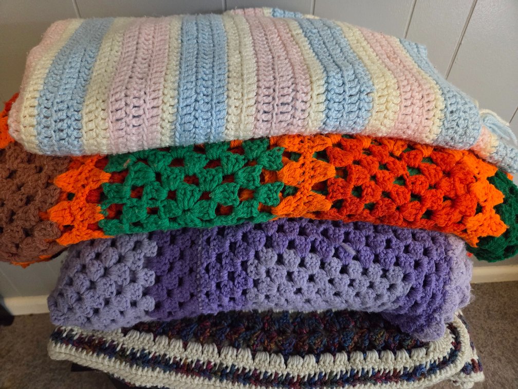 Crocheted Yarn Afghan Throw Blankets