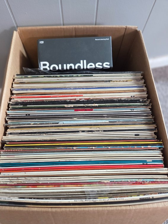 Vinyl LP Records and Record Cleaning Fluid