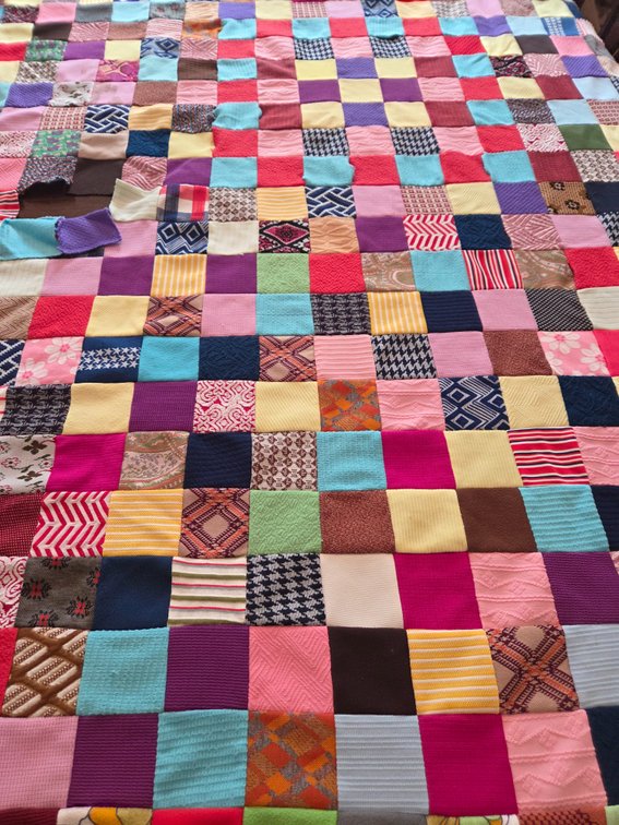 Multicolor Polyester Patchwork Knit Quilt Top