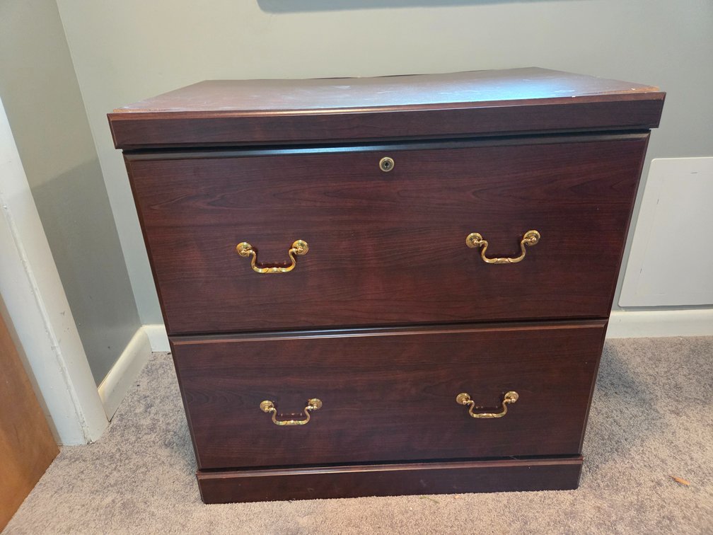 Two-Drawer Lateral File Cabinet in Dark Cherry Finish