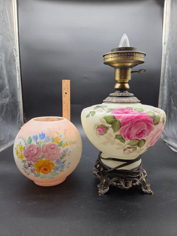 Glass Parlor Lamp Base and Globe Shade